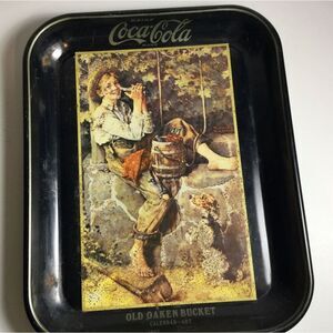 Coca Cola Tray Norman Rockwell Reproduction Old Oaken Bucket 10x13 Vintage
